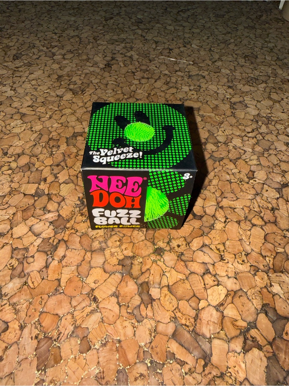 Needoh Fuzz Ball Flower Power Velvet Squeeze. Green
